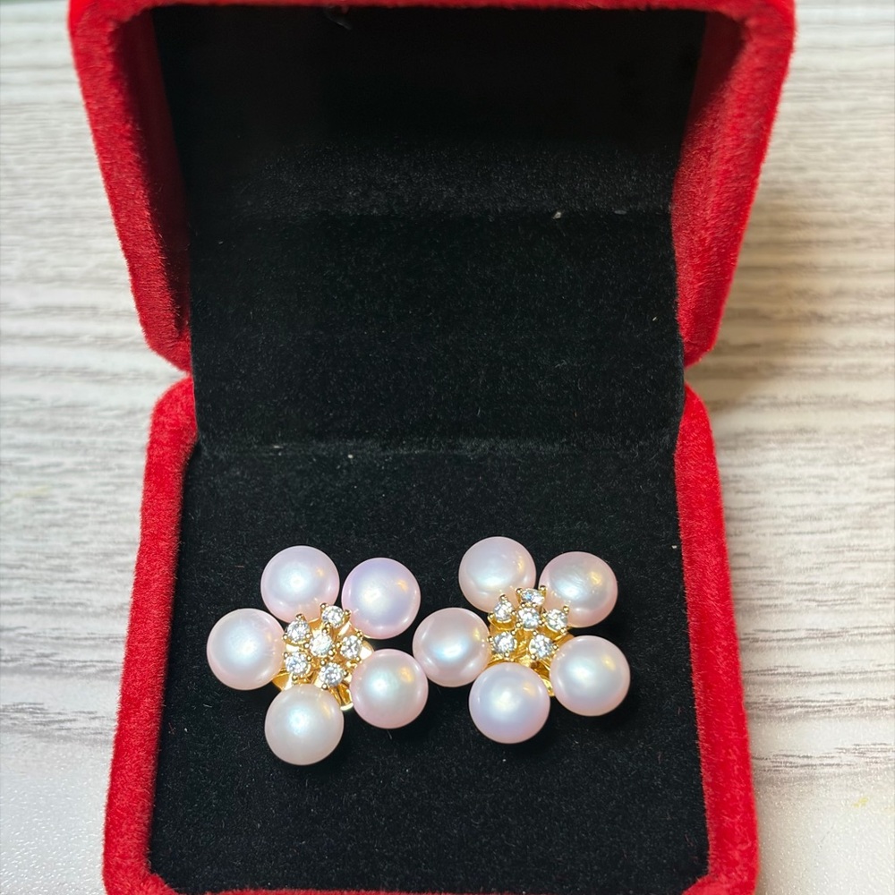 Authentic Freshwater Pearl Light Pink stud earrings in Micron setting